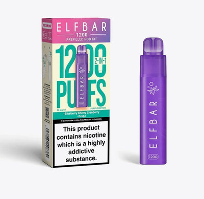 2 in 1 Elfbar 1200 Puffs Prefilled Pod Kit - Box of 5 in Grape Flavor Available at GvapeKing