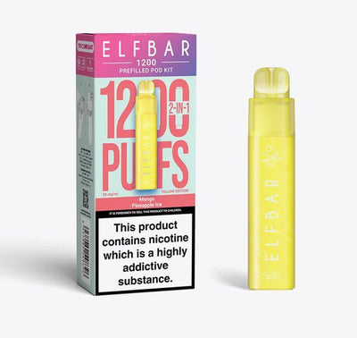 2 in 1 Elfbar 1200 Puffs Prefilled Pod Kit - Box of 5 in Mango Flavor Available at GvapeKing