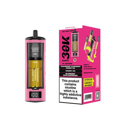 Bloody Bar Triple Twist 30000 Prefilled Pod Kit available in Strawberry Raspberry Cherry Ice, Cherry Ice, and Blueberry Sour Raspberry Flavours at GvapeKing