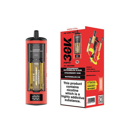 Bloody Bar Triple Twist 30000 Prefilled Pod Kit available in Strawberry Watermelon B-Gum, Strawberry Kiwi, and Watermelon Ice Flavours at GvapeKing