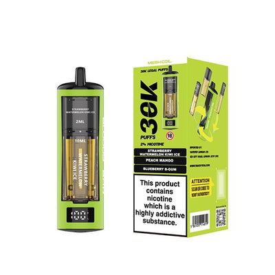 Bloody Bar Triple Twist 30000 Prefilled Pod Kit available in Strawberry Watermelon Kiwi Ice, Peach Mango, and Blueberry B-Gum Flavours at GvapeKing