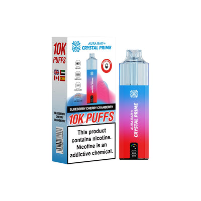 Crystal Prime Aura Bar 10000 Puffs Prefilled Pod Kit in Blueberry Cherry Cranberry Flavor available at GvapeKing