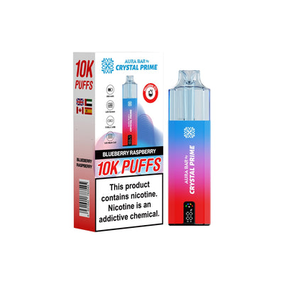 Crystal Prime Aura Bar 10000 Puffs Prefilled Pod Kit in Blueberry Raspberry Flavor available at GvapeKing