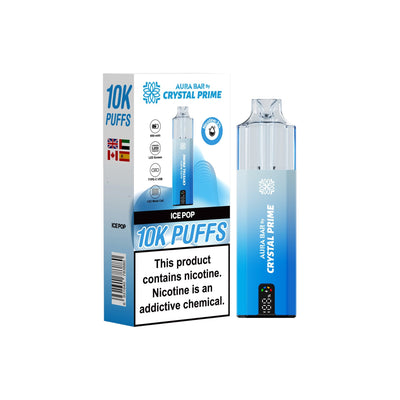 Crystal Prime Aura Bar 10000 Puffs Prefilled Pod Kit in Ice Pop Flavor available at GvapeKing