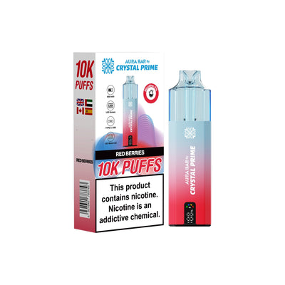 Crystal Prime Aura Bar 10000 Puffs Prefilled Pod Kit in Red Berries Flavor available at GvapeKing