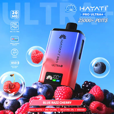 Hayati Pro Ultra Plus 25000 Prefilled Pod Kit in Blue Razz Cherry Available at GvapeKing