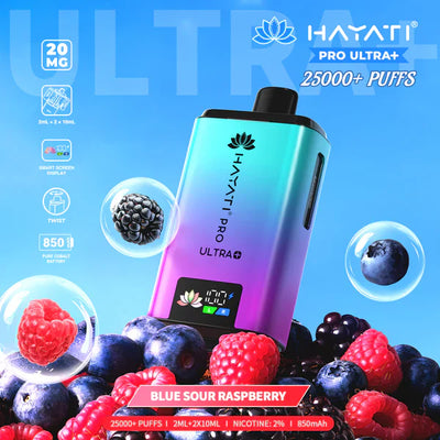 Hayati Pro Ultra Plus 25000 Prefilled Pod Kit in Blue Sour Raspberry Available at GvapeKing