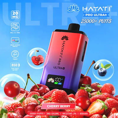 Hayati Pro Ultra Plus 25000 Prefilled Pod Kit in Cherry Berry Available at GvapeKing