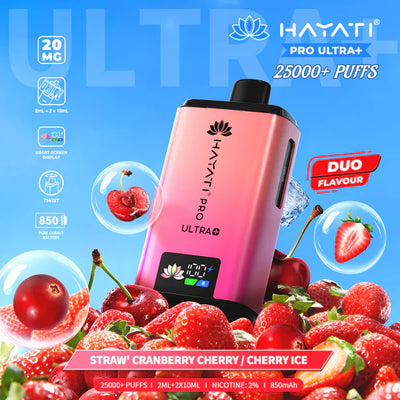 Hayati Pro Ultra Plus 25000 Prefilled Pod Kit in Cherry Ice Available at GvapeKing