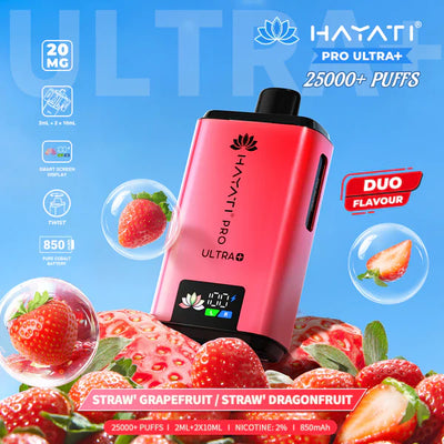 Hayati Pro Ultra Plus 25000 Prefilled Pod Kit in Straw' Grape Fruit Available at GvapeKing