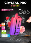 Crystal Pro Twist 15000+ Puffs - Juicy Raspberries - Juicy Peach - Disposable Vape Device - 20mg