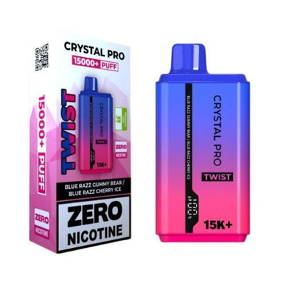 Crystal Pro Twist 15000+ Puffs - Blue Razz Gummy Bear - Blue Razz Cherry Ice - Disposable Vape Device - 0mg - Pack of 5