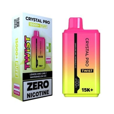 Crystal Pro Twist 15000+ Puffs - Lemon & Lime - Watermelon Ice - Disposable Vape Device - 0mg - Pack of 5