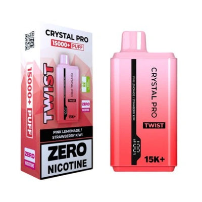 Crystal Pro Twist 15000+ Puffs - Pink Lemonade - Strawberry Kiwi - Disposable Vape Device - 0mg - Pack of 5