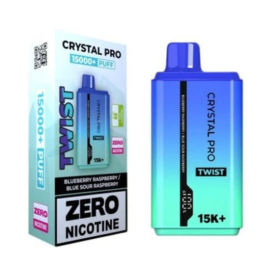 Crystal Pro Twist 15000+ Puffs - Blueberry Raspberry - Blueberry Sour Raspberry - Disposable Vape Device - 0mg - Pack of 5