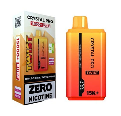 Crystal Pro Twist 15000+ Puffs - Triple Cherry - Exotic Mango - Disposable Vape Device - 0mg - Pack of 5