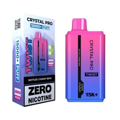 Crystal Pro Twist 15000+ Puffs - Skittles - Gummy Bear - Disposable Vape Device - 0mg - Pack of 5