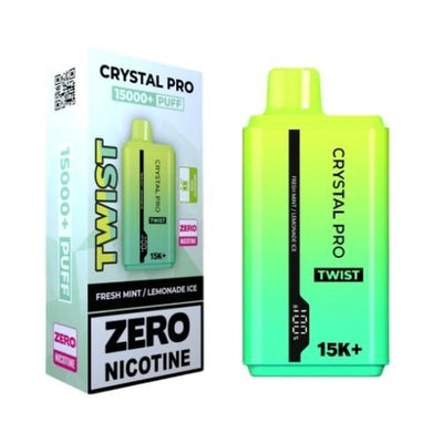 Crystal Pro Twist 15000+ Puffs - Fresh Mint - Lemonade Ice - Disposable Vape Device - 0mg - Pack of 5