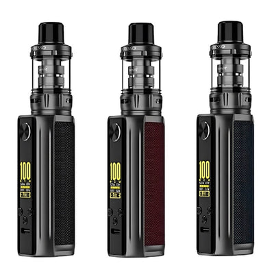 Vaporesso Target 100 Pod Kit is available in sunset red, carbon black and slate grey colors at GvapeKing