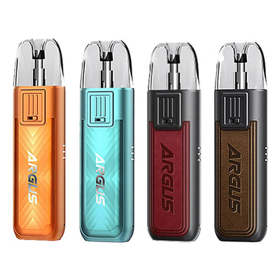 Voopoo Argus Pod SE Kit available in Brown, Red, Shiny Blue, and Orange Colors at GvapeKing